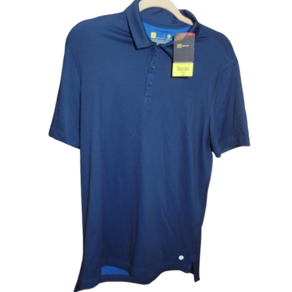 Xersion Blue Polo Shirt with Relaxed Fit and Textured Fabric Small